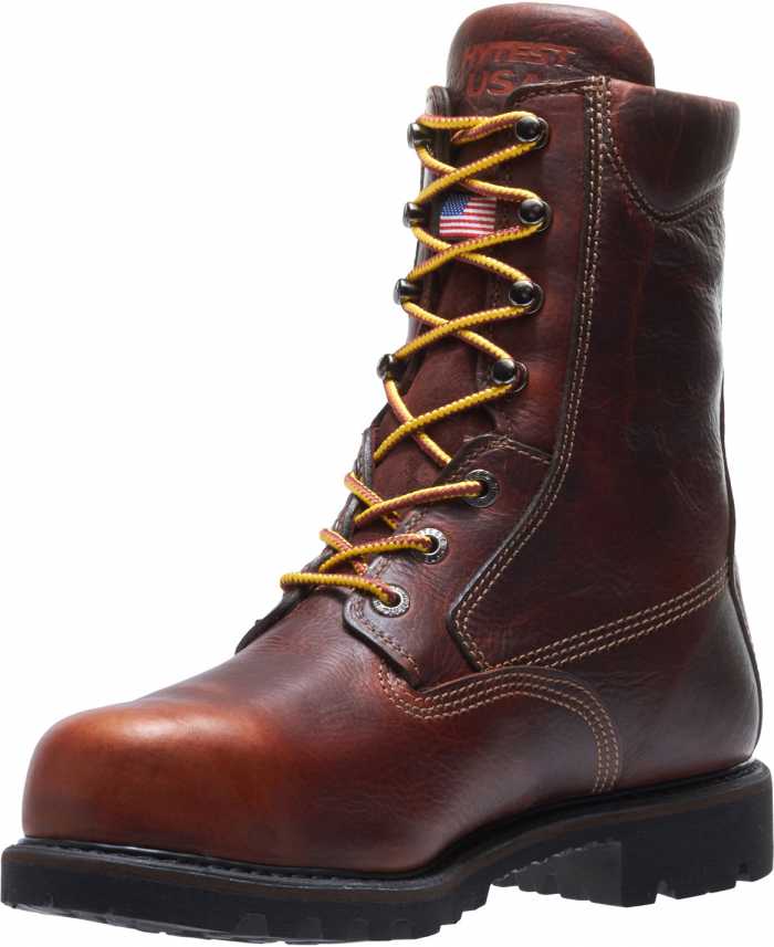 alternate view #3 of: HYTEST 44011 Brown USA Made, Electrical Hazard, Steel Toe, Poron XRD Internal Met-Guard Men's 8 Inch Boot