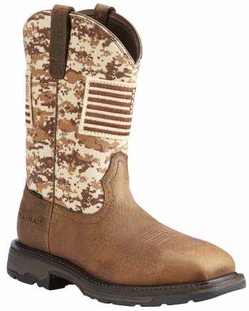 Ariat AR10022968 WorkHog Patriot, Men's, Earth/Camo, Steel Toe, EH, Pull On Boot