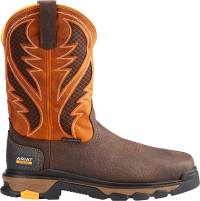 Ariat AR10023042 Intrepid VentTEK, Men's, Bruin Brown/Sassy Orange, Comp Toe, EH, 11 Inch, Pull On, Work Boot