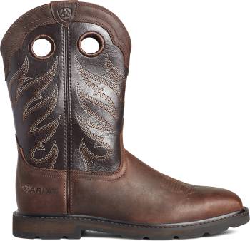 Ariat AR10034718 Groundwork, Men's, Brown, Soft Toe, EH, Slip Resistant, Pull On, Wellington, Work Boot