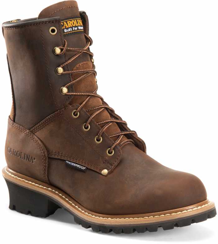 view #1 of: Carolina CA9821 Elm, Men's, Brown, Steel Toe, EH, WP, 8 Inch Logger