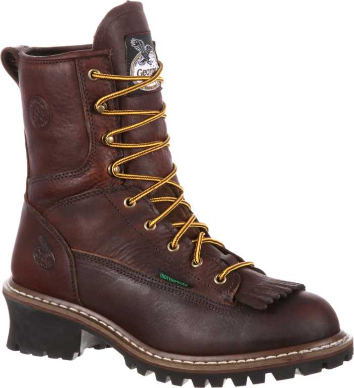 view #1 of: Georgia Boot GA7313 Men's, Chocolate, Steel Toe, EH, WP, 8 Inch, Logger, Work Boot