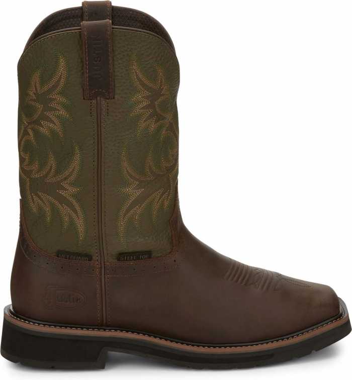 alternate view #2 of: Justin JUSE4570 Keavan, Men's, Brown, Steel Toe, EH, Mt, WP, 11 Inch Boot