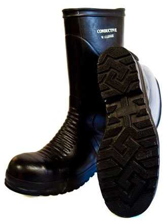 view #1 of: Legge Systems LS1031 Men's, Black, Steel Toe, Conductive, 14 Inch, WP, Rubber, Work Boot