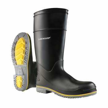 Dunlop 89904 Men's Black 16 Inch Waterproof, Polyblend PVC,  Soft Toe, Pull On Boot