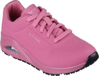 Skechers Work SK108021PNK Uno, Women's, Pink, Soft Toe, EH, Slip Resistant, Low Athletic, Work Shoe