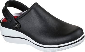 SKECHERS Work SK108051BKW Amreli, Women's, Black/White, Soft Toe, Slip Resistant Clog