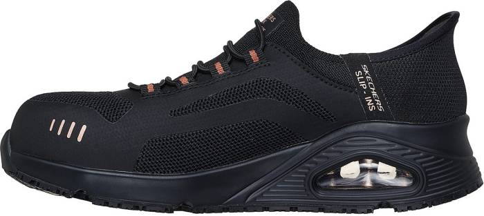 alternate view #3 of: SKECHERS Work Uno SR Alaini Hands Free Slip-Ins SK108217BLK, Women's, Black, Comp Toe, SD, Slip Resistant, Low Athletic, Work Shoe