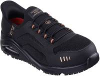 SKECHERS Work Uno SR Alaini Hands Free Slip-Ins SK108217BLK, Women's, Black, Comp Toe, SD, Slip Resistant, Low Athletic, Work Shoe