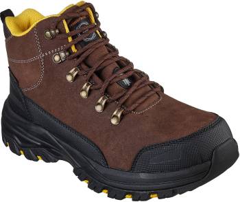 SKECHERS Work SK200091BRS Fannter-Dezful, Men's, Brown, Steel Toe, EH, WP, 6 Inch, Work Boot