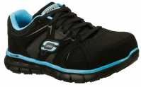 SKECHERS Work SK76553BKBL Women's Synergy-Sandlot Black/Blue, Alloy Toe, EH, Slip Resistant Athletic