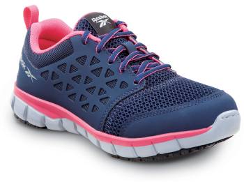 Women's Navy/Pink Sublite Cushion Work MaxTRAX® Soft Toe Athletic