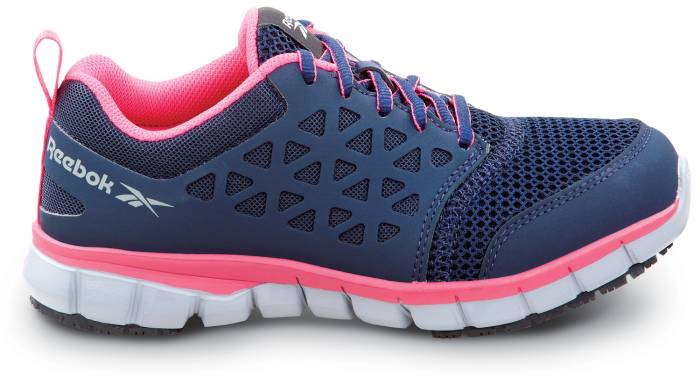 alternate view #2 of: Reebok Work SRB032 Sublite Cushion Work, Women's, Navy/Pink, Athletic Style, MaxTRAX Slip Resistant, Soft Toe Work Shoe