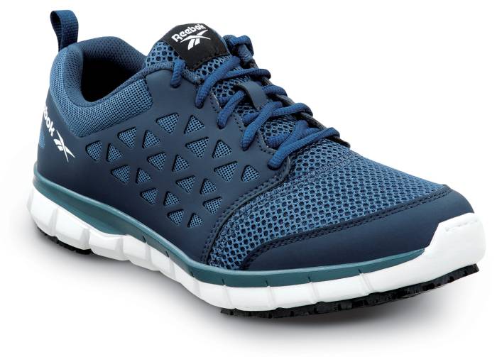 view #1 of: Reebok Work SRB3205 Sublite Cushion Work, Men's, Navy, Athletic Style, MaxTRAX Slip Resistant, Soft Toe Work Shoe