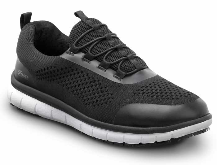 view #1 of: SR Max SRM157 Anniston, Women's, Black/White, Slip On Athletic Style, EH, MaxTRAX Slip Resistant, Soft Toe Work Shoe