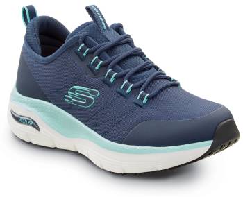 SKECHERS Work Arch Fit SSK108096NVAQ Christina, Women's, Navy/Aqua, Athletic Style, EH, MaxTRAX Slip Resistant, Soft Toe Work Shoe