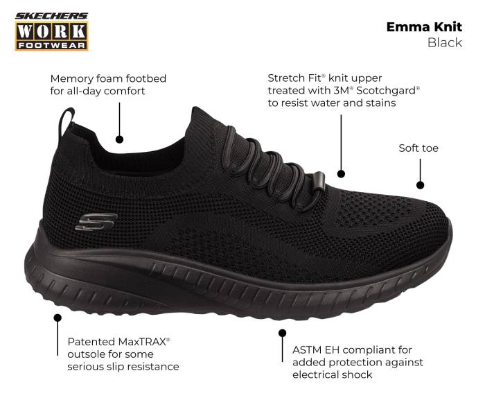 alternate view #2 of: Women's Black Emma Knit MaxTRAX® Soft Toe Slip-On Athletic