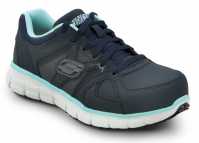 SKECHERS Work SSK406NVAQ Jackie, Women's, Navy/Aqua, Athletic Style, Alloy Toe, EH, MaxTRAX Slip Resistant, Work Shoe