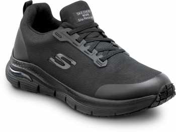 SKECHERS Work Arch Fit SSK8038BLK Jake, Men's, Black, Slip On Athletic Style, MaxTRAX Slip Resistant, Soft Toe Work Shoe