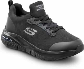 SKECHERS Work Arch Fit SSK8435BLK Serena, Women's, Black, Slip On Athletic Style, MaxTRAX Slip Resistant, Soft Toe Work Shoe