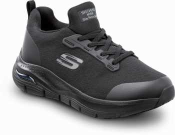 SKECHERS Work Arch Fit SSK8436BLK Leslie, Women's, Black, Slip On Athletic Style, Alloy Toe, MaxTRAX Slip Resistant, Work Shoe