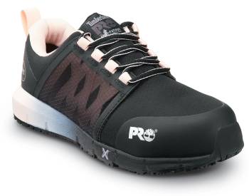 Timberland PRO STMA44B9 Radius, Women's, Black/Rose Pop, Comp Toe, EH, MaxTRAX Slip-Resistant Work Shoe