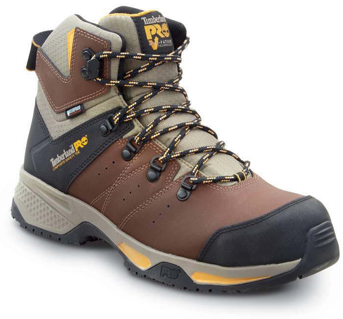 view #1 of: Men's Brown/Golden Yellow Switchback MaxTRAX® Composite Toe Waterproof Hiker