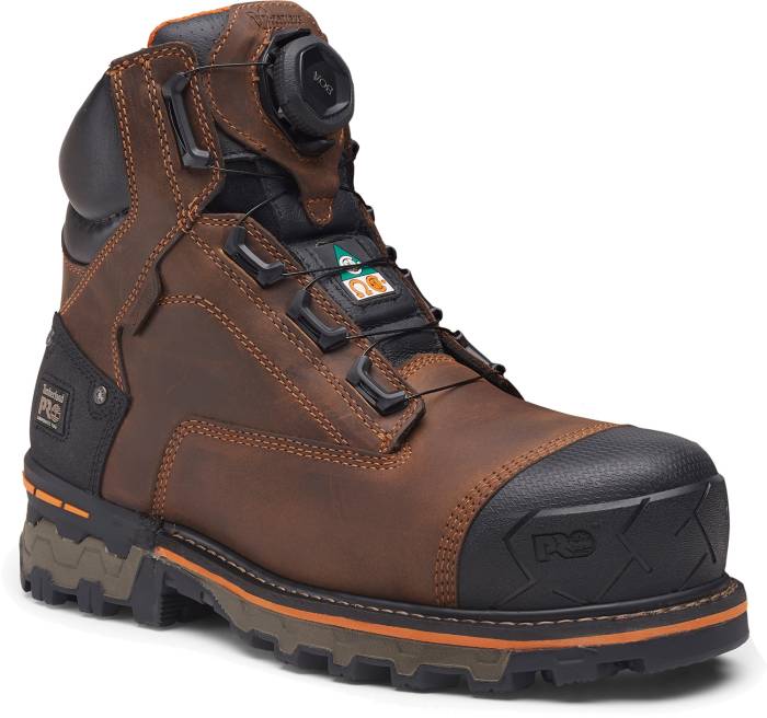 view #1 of: Timberland PRO Boondock TMA66KYEM4, Men's, Brown, BOA Fit System, Comp Toe, EH, PR, WP, Slip Resistant, 6 Inch, Work Boot