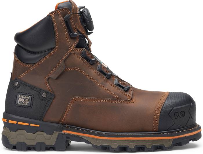 alternate view #2 of: Timberland PRO Boondock TMA66KYEM4, Men's, Brown, BOA Fit System, Comp Toe, EH, PR, WP, Slip Resistant, 6 Inch, Work Boot