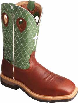 Twisted X TWMLCSM01 Men's, Cognac/Lime, Steel Toe, EH, Mt, 12 Inch, Pull On Boot