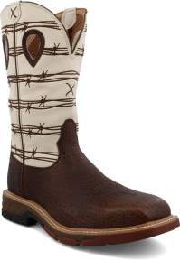 Twisted X TWMXBA006 Men's, Brown Elephant Print And Bone, Alloy Toe, EH, 12 Inch, Western, Pull On, Work Boot