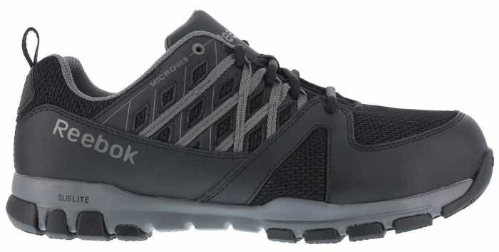 alternate view #2 of: Reebok Work WGRB4015 Sublite Work, Men's, Black/Grey, Soft Toe, SD, Slip Resistant, Low Athletic Oxford