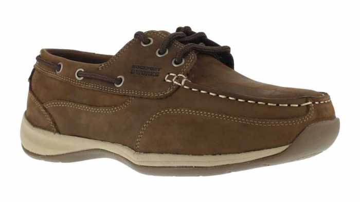 view #1 of: Rockport Works WGRK676 Brown Steel Toe, EH, Women's Sailing Club 3 Eye Boat Shoe