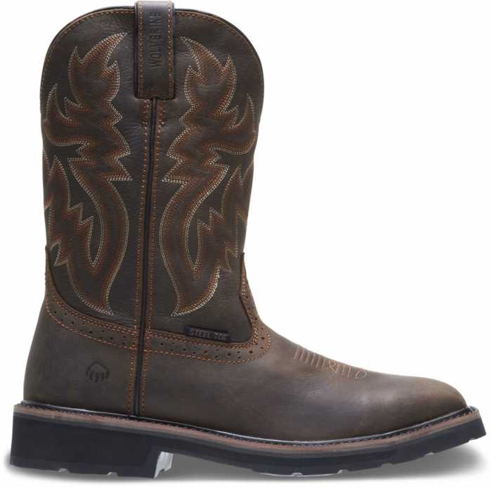 alternate view #2 of: Wolverine WW10702 Men's Rancher, Dark Brown/Rust, Square Toe Steel Toe, EH, Pull On Boot