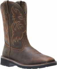 Wolverine WW10702 Men's Rancher, Dark Brown/Rust, Square Toe Steel Toe, EH, Pull On Boot